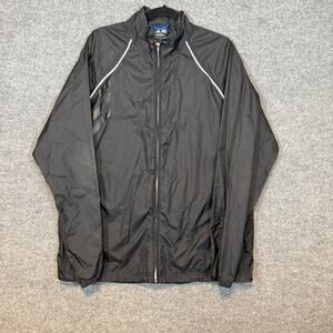 Adidas Jacket Mens Large Black Full Zip Up Windbreaker Golf Climaproof